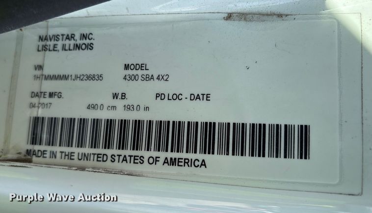 image for item YA1585 2018 International 4300 forestry bucket truck