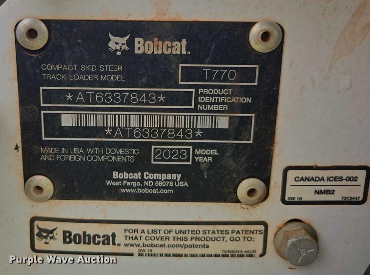 image for item YA1953 2023 Bobcat T770 tracked skid steer loader