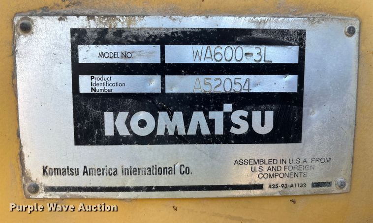 image for item YA2025 1999 Komatsu WA600-3 wheel loader