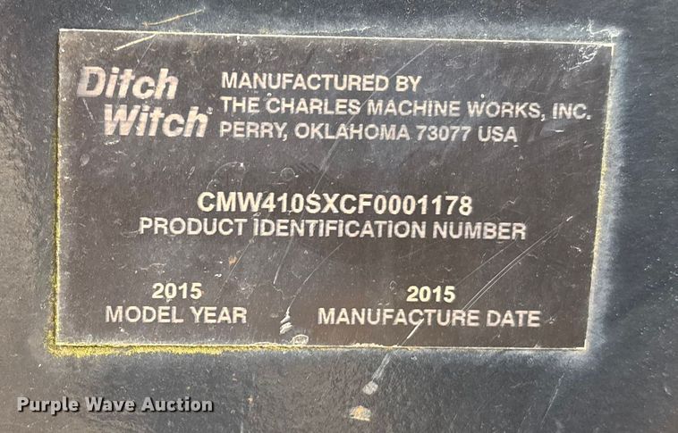 image for item YA2040 2015 Ditch Witch 410SX trencher