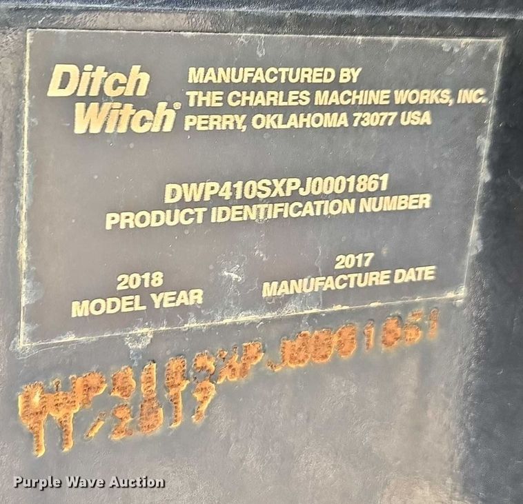 image for item YA2049 2018 Ditch Witch 410SK trencher