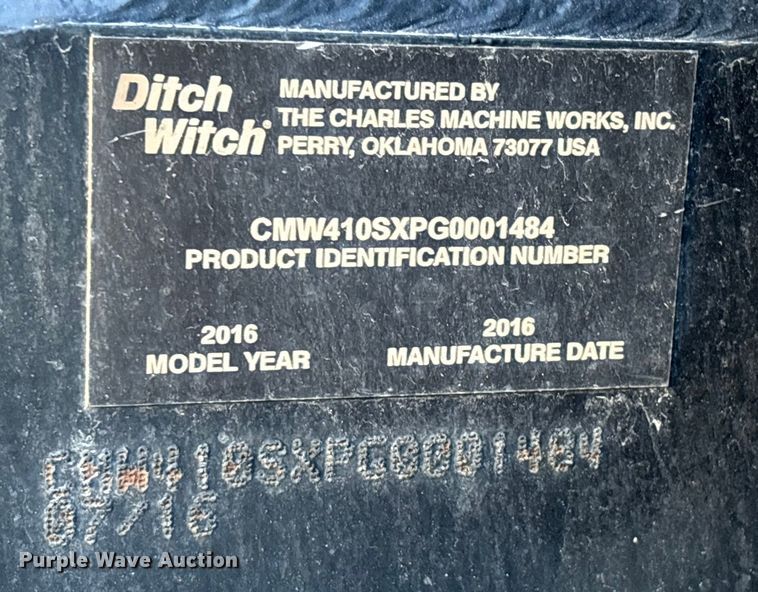 image for item YA2064 2016 Ditch Witch 410SX trencher