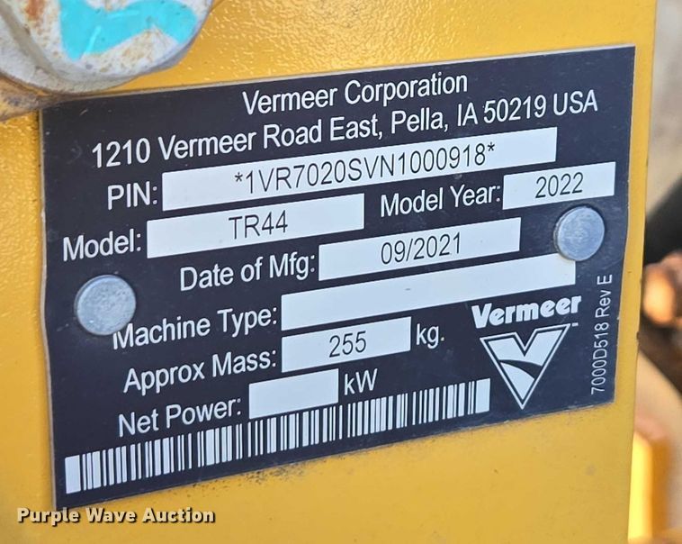 image for item YA2072 2021 Vermeer PTX42 trencher