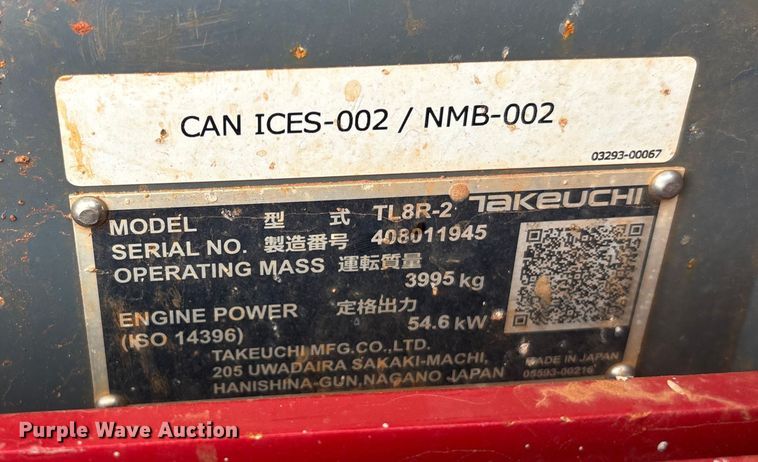 image for item YA2087 2025 Takeuchi TL8R-2 tracked skid steer loader