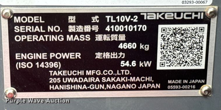 image for item YA2221 Takeuchi TL10V-2 tracked skid steer loader