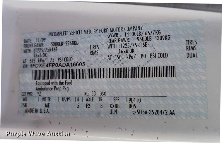 image for item DP5057 2010 Ford E450 Super Duty ambulance