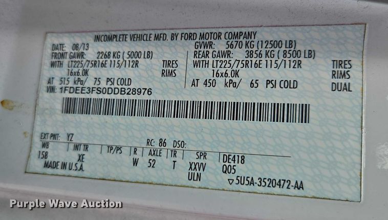 image for item DU2701 2013 Ford E350 shuttle bus