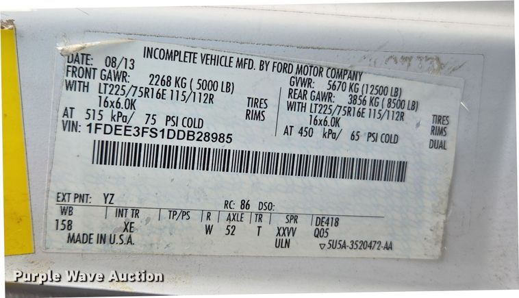 image for item DU2702 2013 Ford E350 shuttle bus