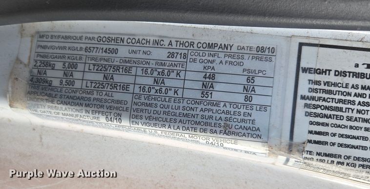 image for item DU2703 2010 Ford E450 shuttle bus