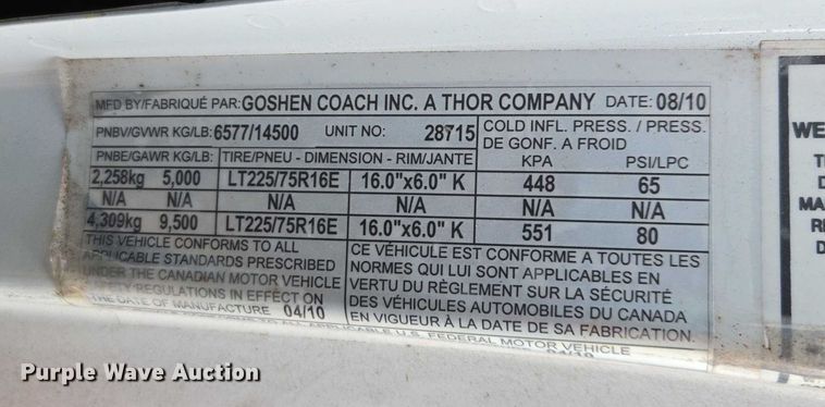 image for item DU2704 2010 Ford E450 shuttle bus