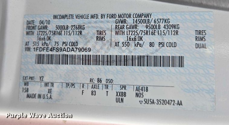 image for item DU2704 2010 Ford E450 shuttle bus