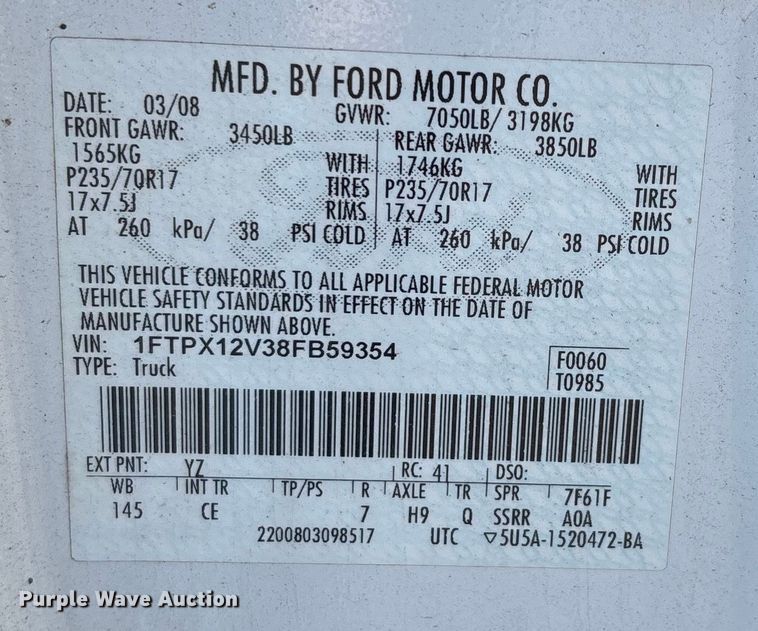 image for item DW7444 2008 Ford F150 Ext. Cab pickup truck