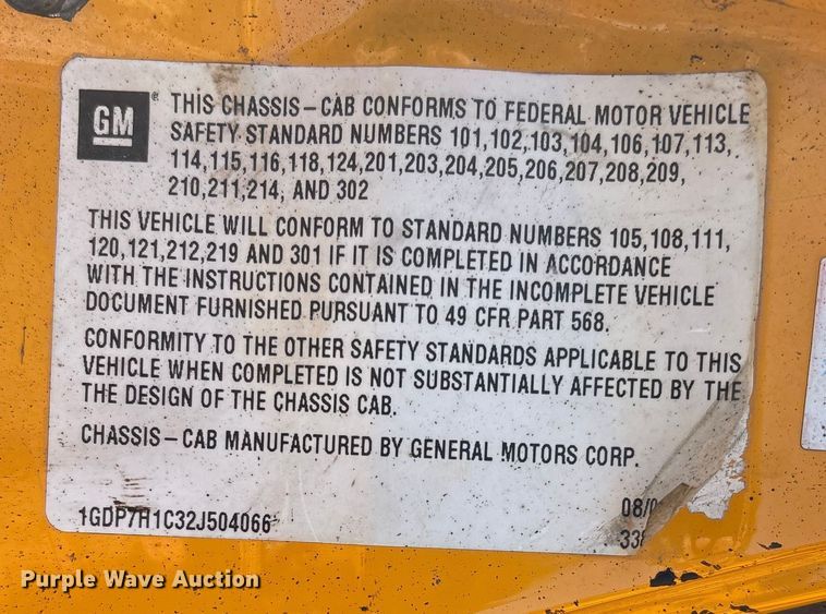 image for item DW7498 2002 GMC C8500 dump truck