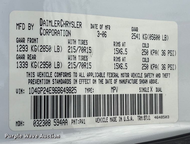 image for item DZ4277 2006 Dodge Grand Caravan van