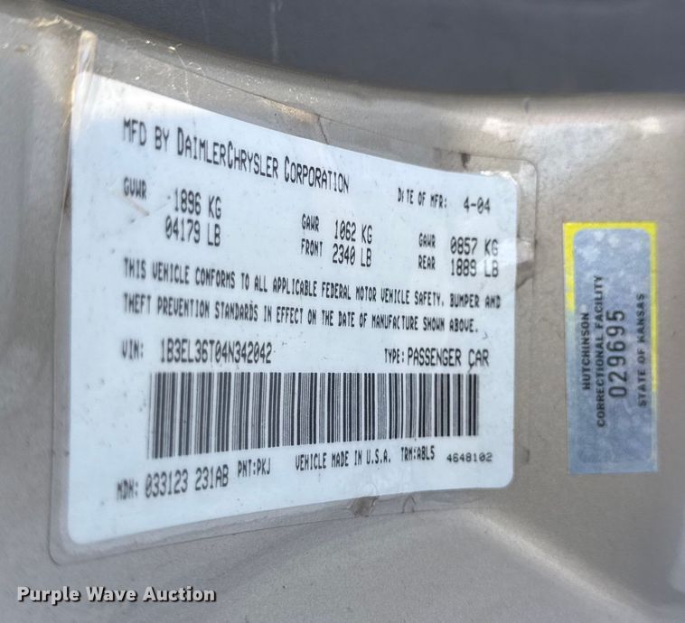 image for item DZ4280 2004 Dodge Stratus  