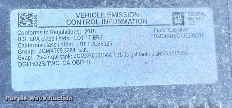 image for item EA2291 2018 Chevrolet Silverado 1500 Ext. Cab pickup truck