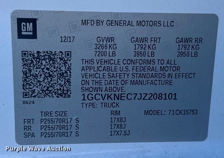 image for item EA2291 2018 Chevrolet Silverado 1500 Ext. Cab pickup truck