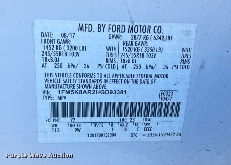 image for item EA2293 2017 Ford Explorer Police Interceptor SUV