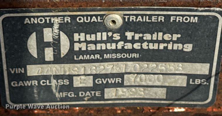 image for item EA2311 1998 Hull Trailer MFG utility trailer