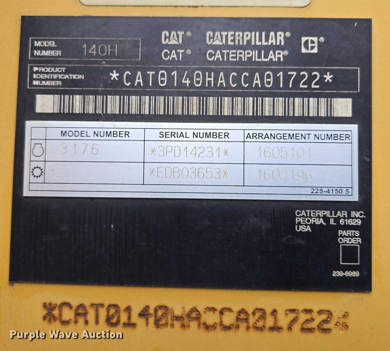 image for item EB1301 2005 Caterpillar 140H VHP Plus motor grader