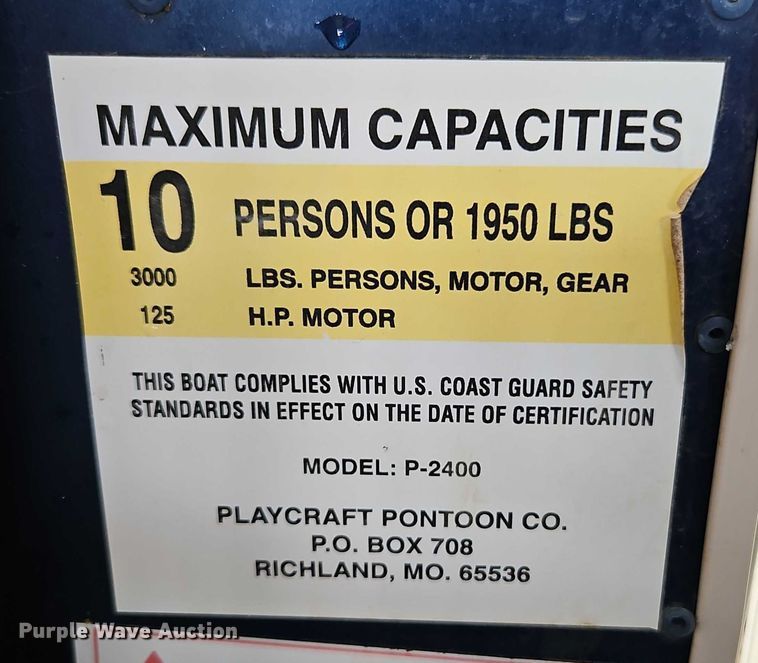 image for item EB8382 2020 Playcraft Sport 2400 pontoon boat