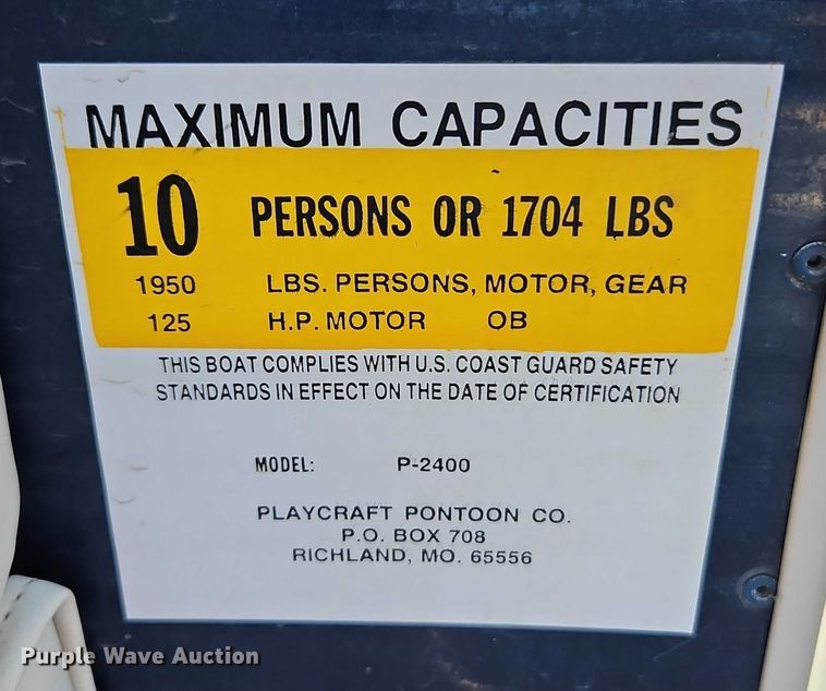 image for item EB8383 2018 Playcraft Clipper 2400 pontoon boat