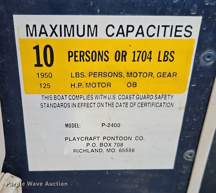 image for item EB8385 2018 Playcraft Clipper 2400 pontoon boat