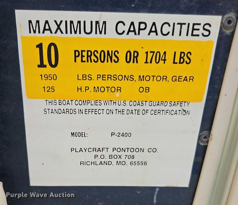 image for item EB8386 2018 Playcraft Clipper 2400 pontoon boat