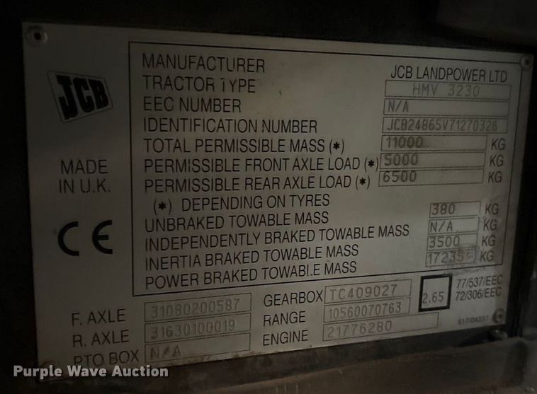 image for item EF6311 JCB Fastrac 3230 4WD tractor