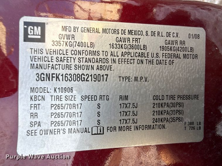 image for item EP2858 2008 Chevrolet Suburban SUV