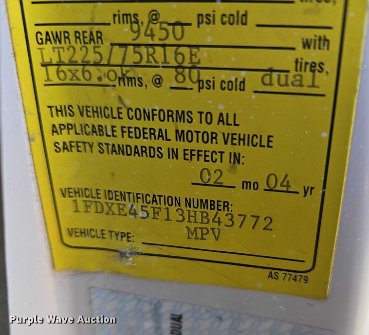 image for item ES2827 2003 Ford E450 Super Duty ambulance