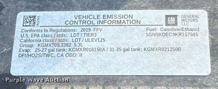 image for item ES5751 2019 Chevrolet Tahoe Police SUV