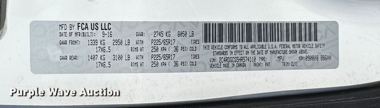 image for item ES5754 2017 Dodge Grand Caravan van