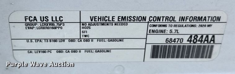 image for item ES5756 2020 Dodge Charger Police 