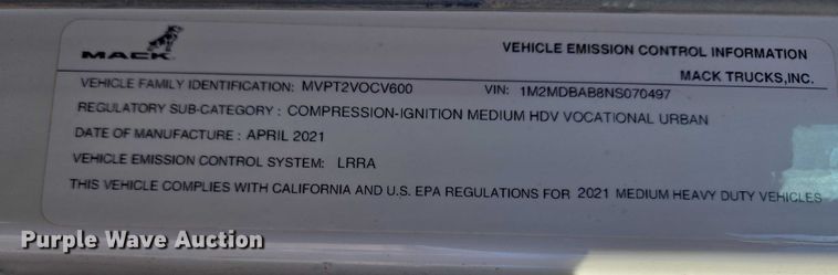 image for item ET1252 2022 Mack MD dump truck