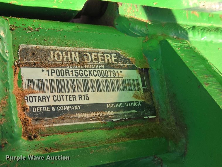 image for item ET1253 2019 John Deere R15 batwing rotary mower