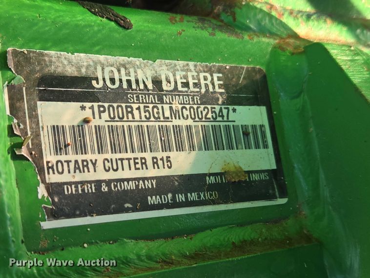 image for item ET1254 2021 John Deere R15 batwing rotary mower