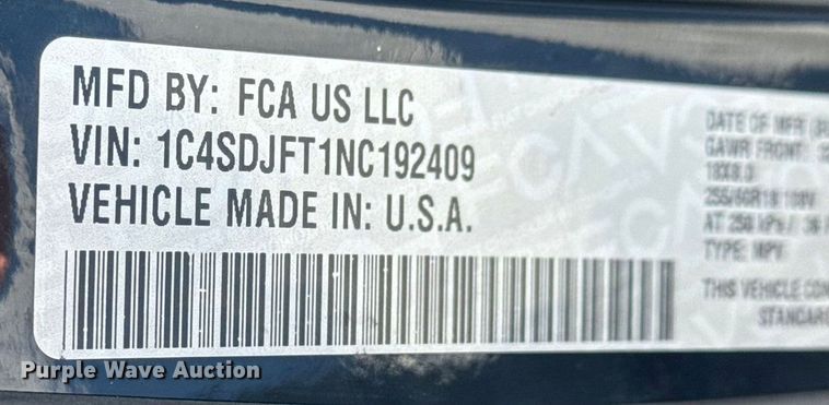 image for item ET4417 2022 Dodge Durango SSV SUV