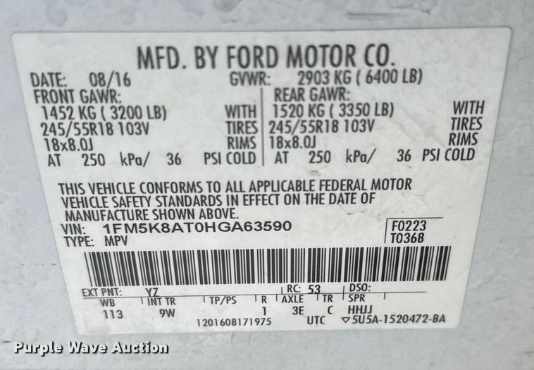 image for item ET4418 2017 Ford Explorer Police Interceptor SUV