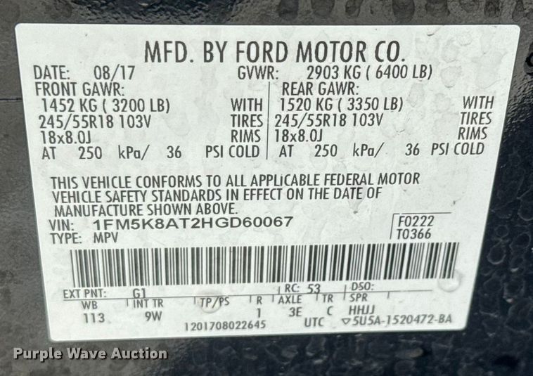 image for item ET4420 2017 Ford Explorer Police Interceptor SUV