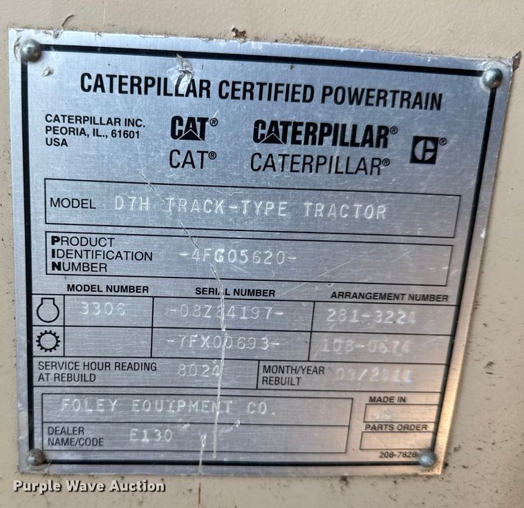 image for item ET4430 1995 Caterpillar D7H LGP dozer