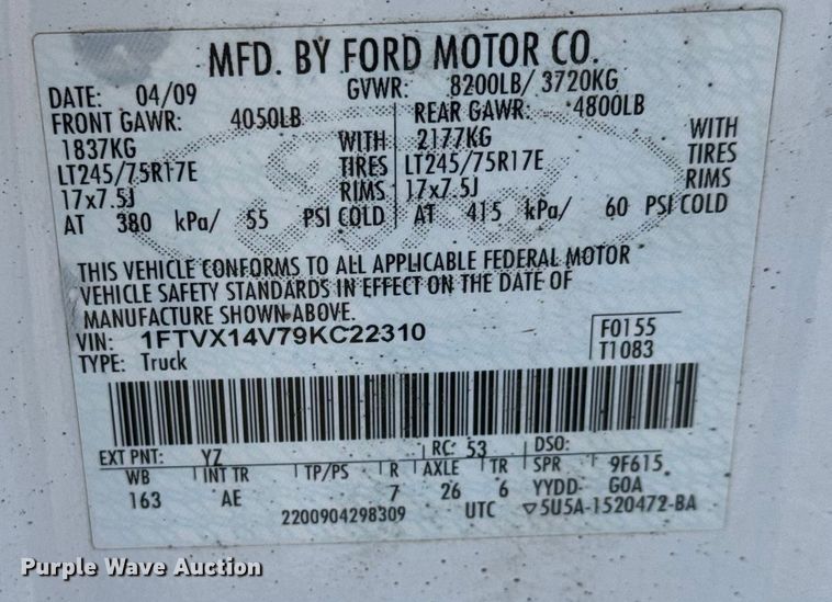 image for item ET4431 2009 Ford F150 XL Ext. Cab pickup truck