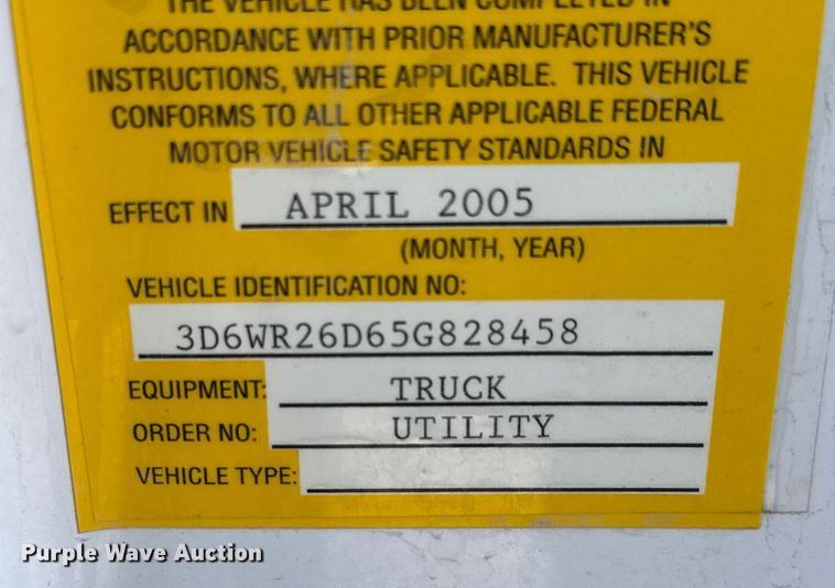 image for item ET4475 2005 Dodge Ram 2500 utility / service truck