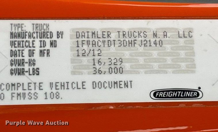 image for item ET6887 2013 Freightliner Business Class M2 forestry bucket truck