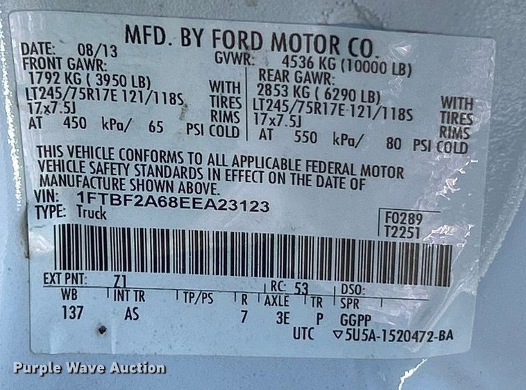 image for item ET6915 2014 Ford F250  Super Duty XL utility bed pickup truck