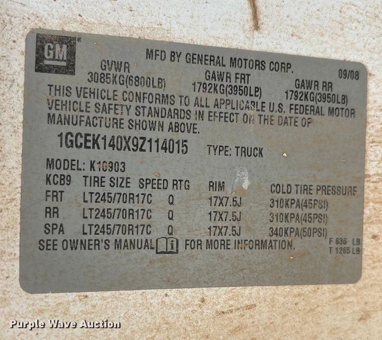 image for item EU4809 2009 Chevrolet Silverado 1500 pickup truck