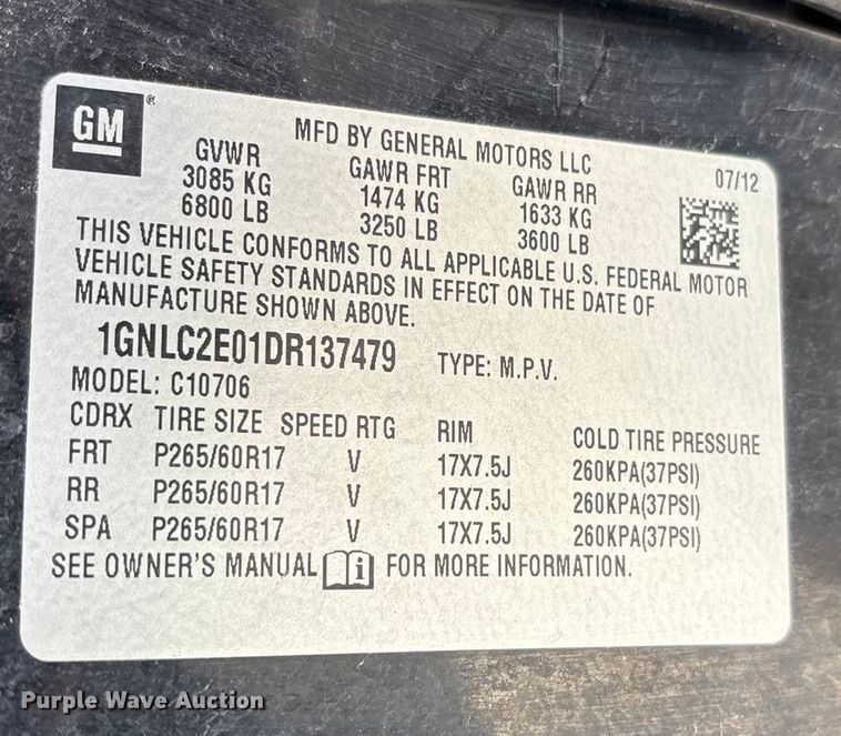 image for item EU4810 2013 Chevrolet Tahoe Police SUV