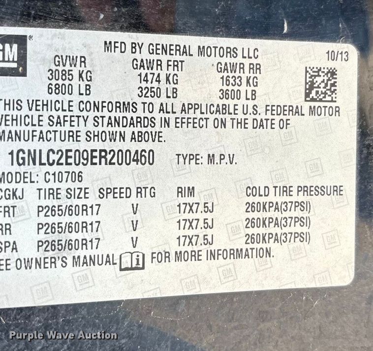 image for item EU4814 2014 Chevrolet Tahoe Police SUV