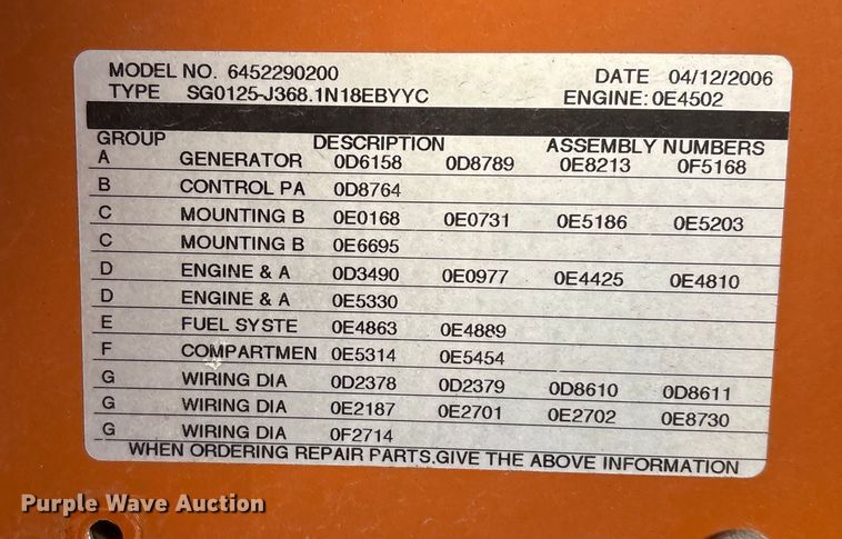 image for item EU7363 Generac 125KW generator
