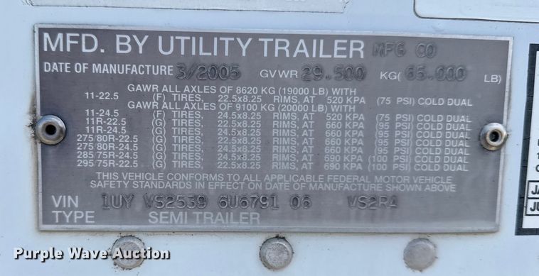image for item EV6012 2006 Utility  VS2RA refrigerated van trailer
